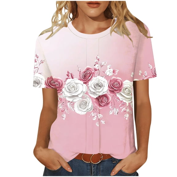 SHE IS Cute Short Sleeve Tops for Women Trendy Graphic Tees for Women Trendy Plus Size Womens Blouses Dressy Casual 3xl Plus Size Tunic Tops for Women With Pockets