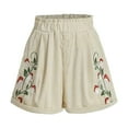 thumbnail image 1 of Cute Shorts for Women, Active Shorts for Women,Women's Corduroy Embroidery Shorts Elastic Waist Straight Leg Casual Comfortable Summer Fashion Stretchable Lightweight, 1 of 5