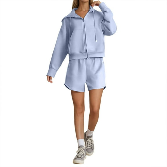 Cute Shorts for Women, Flowy Athletic Shorts for Women,Women's Stylish Casual Hooded Shorts Suit Set for Everyday Comfort Versatile for Spring and Fall Two-Piece Outfit