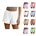 thumbnail image 1 of Cute Shorts for Women Summer Casual Elastic High Waist Ruffle Hem Relaxed Fit Beach Shorts, 1 of 7