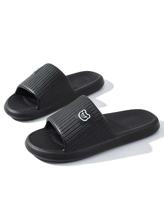 Cute Shower Slides for Women and Men, Non Slip Bathroom Slippers, Lightweight Quick Dry House Sandals with Textured Footbed for Shower, Pool, Dorm, Indoor Outdoor