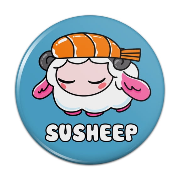 Cute Shrimp Sushi Susheep Sheep Pinback Button Pin