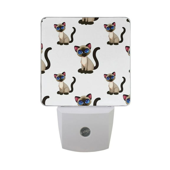 Cute Siamese Cat Night Light 2 Pack LED Nightlight Plug into Wall Dusk to Dawn Sensor Soft White