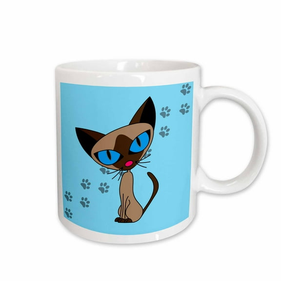 3drose, Cute Siamese Cat Pawprint Design, 11oz Mug