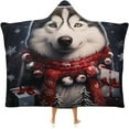 thumbnail image 1 of Cute Siberian Husky Blanket Hoodie Christmas Theme Wearable Throw Blankets For Couch Blanket For Kids Teens Men Women, 1 of 6