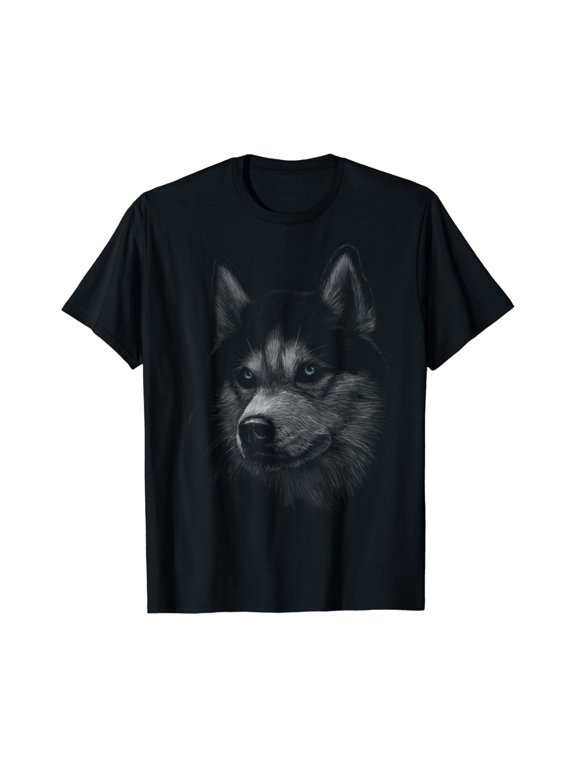 Cute Siberian Husky Dog Head Art For Lovers Dogs Puppy T-Shirt
