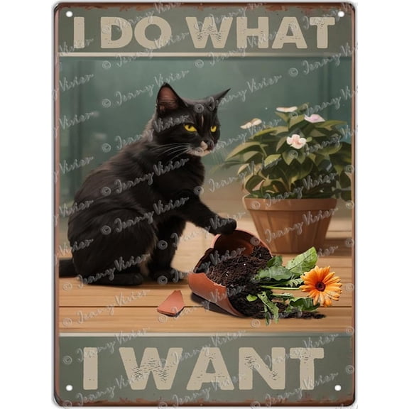 Cute Sign I Do What I Want Black Cat Gardening Amazing Metal Sign Retro Wall Decoration Home Cafe Easter Mother's Day Best Gift for Friends Sisters Co-worker Sign Gift 12x16 inch
