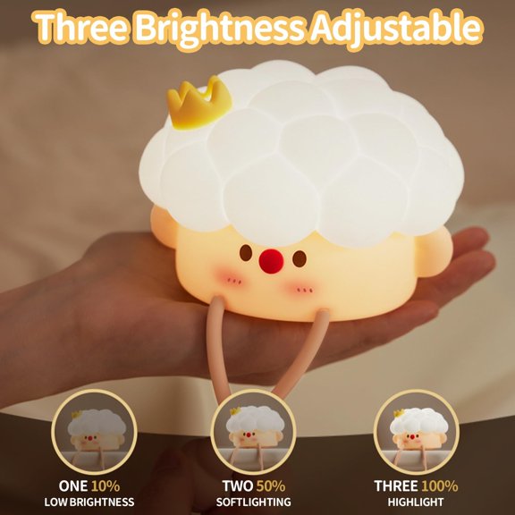 Cute Silicone Night Light for Teen, 7 Colors Changing LED with 3 Level Dimmable, Portable Baby Night Lamp for Room Decor, Rechargeable