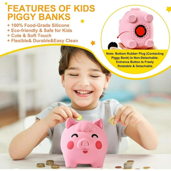 Cute Silicone Piggy Bank – Unbreakable Coin Bank for Kids & Adults, Ideal Money Saving Jar for Boys, Girls, Easter, Christmas, Birthday & New Year Gifts, Fun & Safe Savings Tool