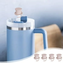 Cute Silicone Straw Covers (4-Pack) - 10mm Reusable Topper Caps for Stanley Cups, Party Drink Protectors & Decor (1.18"x1.18", Beige)​