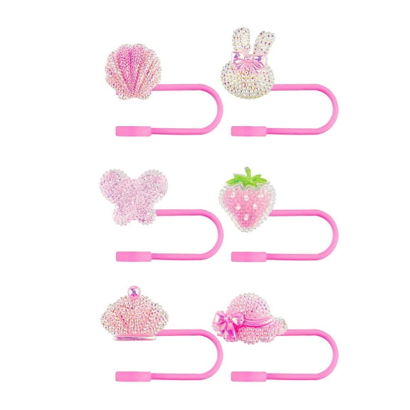 Cute Silicone Straw Covers - 6 Pack Multicolor Reusable Drinking Straw Toppers, 10mm Size, Perfect for Party Decorations, Gifts for Kids and Adults, Splashproof and Portable Accessory