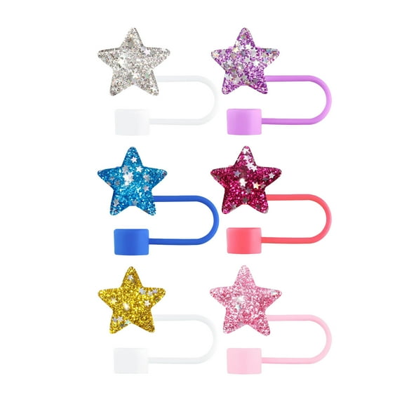 Cute Silicone Straw Covers - 6 Pack Multicolor Reusable Drinking Straw Toppers, 10mm Size, Perfect for Party Decorations, Gifts for Kids and Adults, Splashproof and Portable Accessory