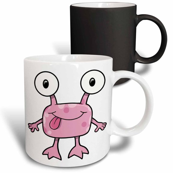 3drose, Cute Silly Monster Sticking Out Tongue, 11oz Magic Transforming Mug