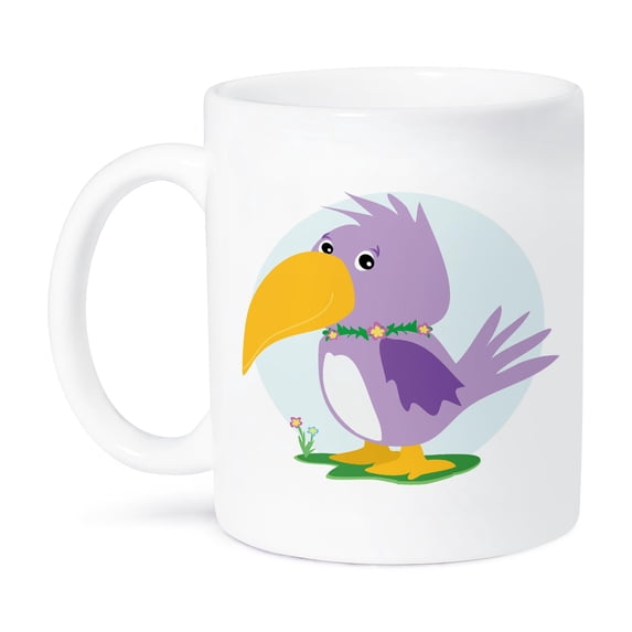 3dRose, Cute Silly Purple Parrot Vector Cartoon, 11oz Mug