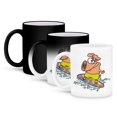 thumbnail image 1 of 3dRose, Cute Silly Surfer Surfing Piggy Pig, 11oz Magic Transforming Mug, 1 of 8
