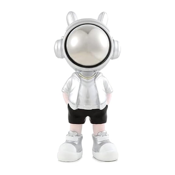 Cute Silver Astronaut Decor Cool Astronauts in Modern Suits, Hands in Pockets Spaceman Sculptures Home Decor Gift