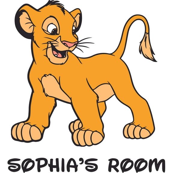 Cute Simba Baby Lion King Cartoon Customized Wall Decal - Custom Vinyl Wall Art - Personalized Name - Baby Girls Boys Kids Bedroom Wall Decal Room Decor Wall Stickers Decoration Size (40x20 inch)