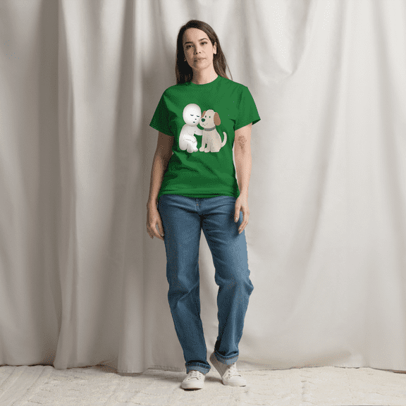 Cute Simiski-Inspired Dog and Friend Graphic T-Shirt | Adorable Pet Lover Tee (Turf Green, XL)