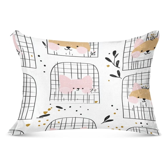 Cute Simple Pattern Soft Plush Pillow Cover, Zippered Design, Comfortable for Bedroom and Sofa