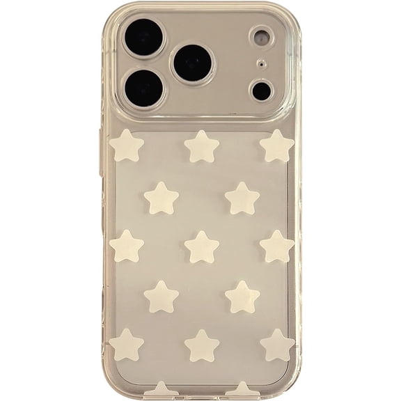 Cute Simple White Stars Clear Soft Phone Case Compatible with iPhone Case (Clear, for iPhone 14)
