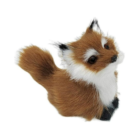 Cute Simulation Fox Lovely Realistic Mini Animal Figure Plush Toy Ornament Plastic Faux Fur Fox Figurines Animal Model Ornament Car Decoration