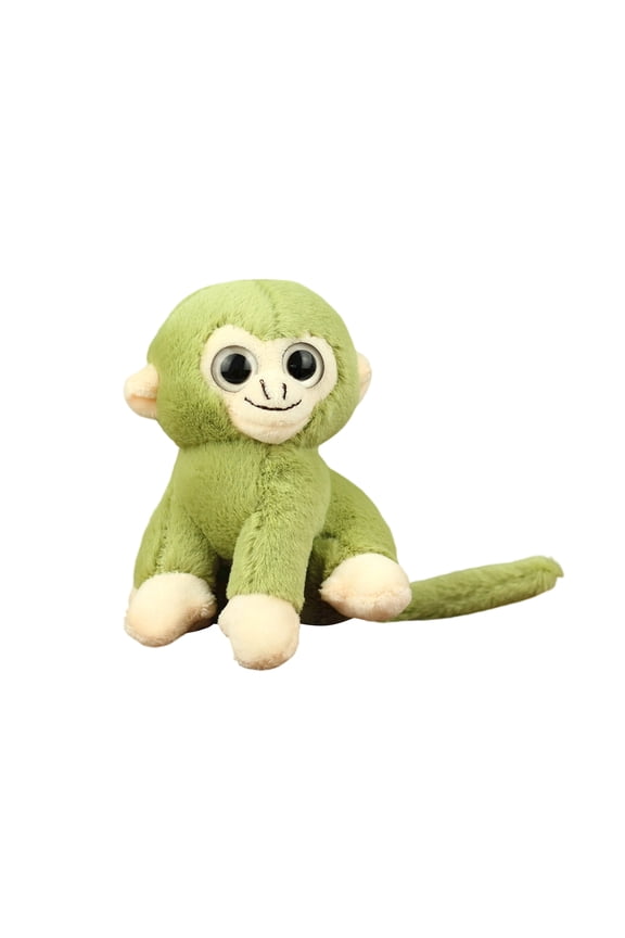 Cute Simulation Monkey Plush Doll Hanging Key Ring Ornament Small Golden Monkey Stuffed Animal Keychain for Backpack Accessories and Home Decoration Green