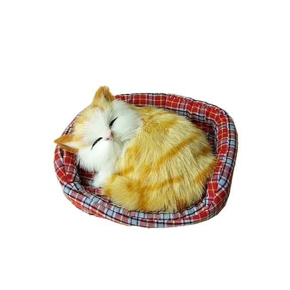 Cute Simulation Sounding Sleeping Cat Plush Mat Toy with Nest Kid Children Gift