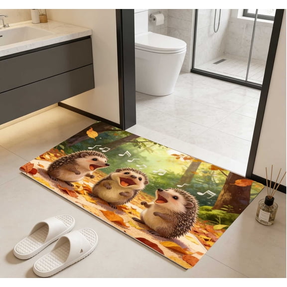 Cute Singing Hedgehog Door Mat - Kids Room Non-Slip Wear-Resistant Floor Mat for Bedside, 1 Piece 40x60cm
