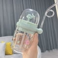 thumbnail image 1 of Cute Sippy Cup for Babies, Cartoon Kids Drop-Proof Whale Spray Drinking Cups with Straw, Outdoor Portable Children Water Bottle Baby Feeding, Light Green, 1 of 14