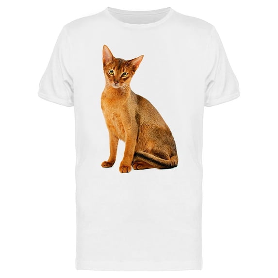 Cute Sitting Abyssinian Kitten T-Shirt Men -Image by Shutterstock, Male 3X-Large