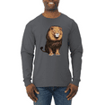 thumbnail image 1 of Cute Sitting African Lion Animal Lover Mens Long Sleeve Shirt, 1 of 1