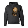 thumbnail image 1 of Cute Sitting African Lion Fashion Graphic Hoodie Sweatshirt, Heather Black, X-Large, 1 of 1
