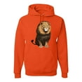 thumbnail image 1 of Cute Sitting African Lion Fashion Graphic Hoodie Sweatshirt, Orange, 2XL, 1 of 1