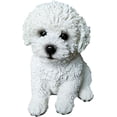 thumbnail image 1 of Cute Sitting Bichon Frise Puppy Statue, Lifelike White Dog Outdoor Figurines Miniature Resin Animal Sculpture Lawn Home Decor, 1 of 8