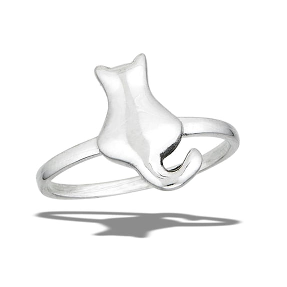 Cute Sitting Cat Ring .925 Sterling Silver Kitten Pussycat Band Jewelry Female Male Unisex Size 6
