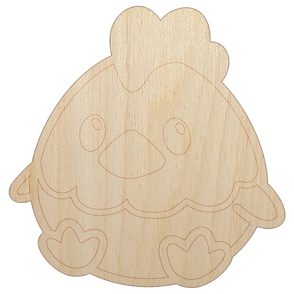 Cute Sitting Chicken Wood Shape Unfinished Piece Cutout Craft DIY Projects - 4.70 Inch Size - 1/8 Inch Thick