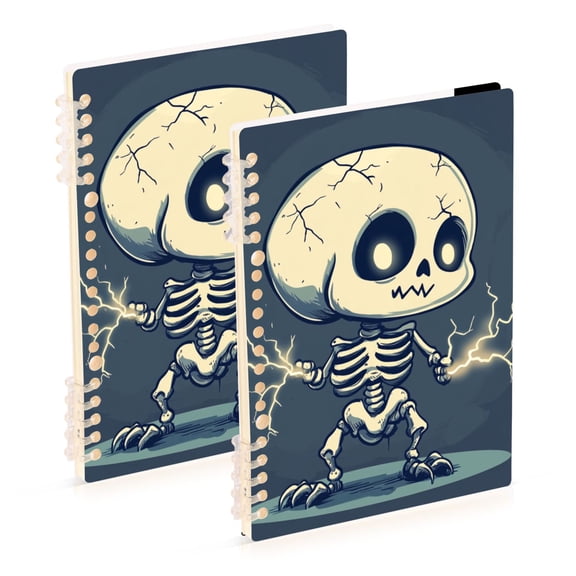 Cute Skeleton Be Shocked by Electric Notebook Detachable Coil Notebook Diary Plan Book A5 Size 60 Pages 1 Pack