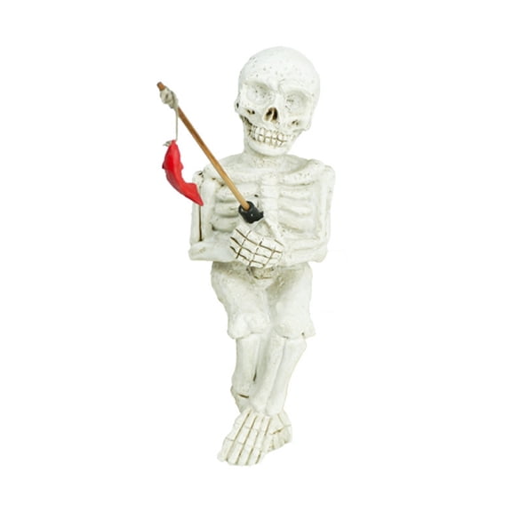 Cute Skeleton Figurines Aquarium Ornament FishTank Garden Statues Decorations Interesting Fishing Skeleton Figurines