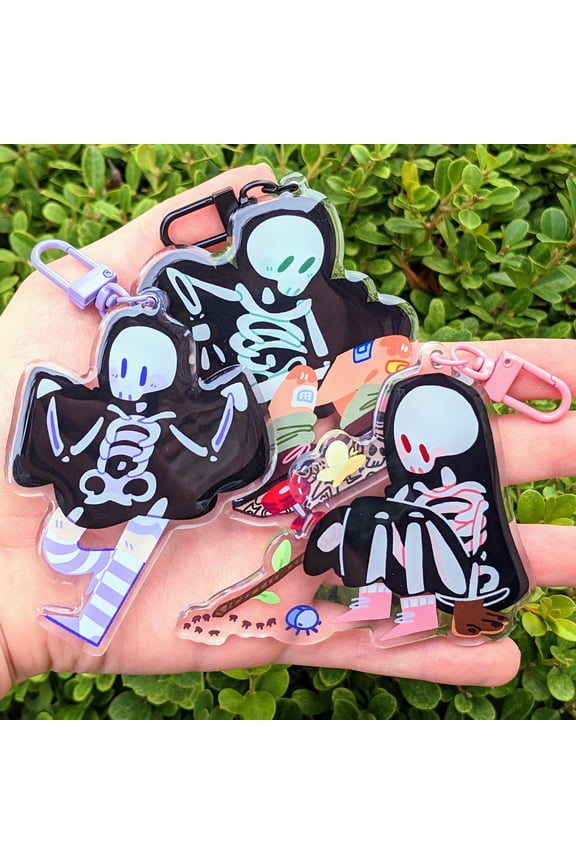 Cute Skeleton Ghosts Keychains! (1 keychain)