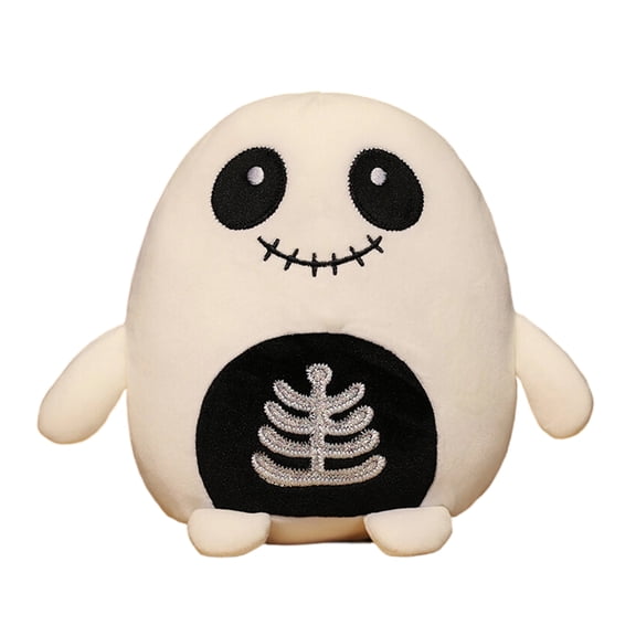 Cute Skeleton Plush Toy, Adorable Spooky Design With Stitched Face & Embroidered Ribcage, Premium Soft Plush Fabric Pp Cotton Filling, For Halloween Decor Party Themed Events