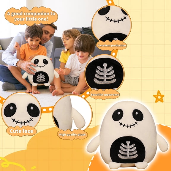 Cute Skeleton Plush Toy, Spooky Stuffed Animal For Halloween Decor, Funny Zombie Doll Gift For Kids And Adults, Soft Plushie With Unique Design, 12 Inches