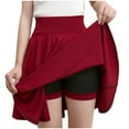 thumbnail image 1 of Cute Skirts for Women Knee Length New Women High Waist Skater Skirts Slim Fitted Flare Mini Skirt with Shorts Casual Athletic Skorts Pleated Tennis Skirt Wine XXL, 1 of 6