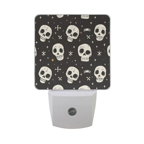 Cute Skull with Star Night Light 2 Pack LED Nightlight Plug into Wall Dusk to Dawn Sensor Soft White