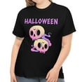 thumbnail image 1 of Cute Skulls Plus Size Halloween Shirts for Women Purple Skull Shirt Plus Size Halloween Costumes for Women, 1 of 7