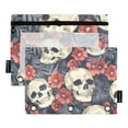 thumbnail image 1 of Cute Skulls and Flowers 2 Pack Pencil Pouch for 3 Ring Binder Smooth Zipper Folders with Pockets Clear Window Pencil Case, 1 of 6