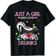 Cute Skunk Lover Tee for Girls: Adorable "Just a Girl Who Loves Skunks" T-Shirt - Perfect Gift Idea!