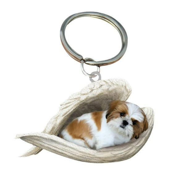 Cute Sleeping Angel Dog Pendant Keychain Suitable for Cars Backpacks Christmas Trees and Birthday Gifts