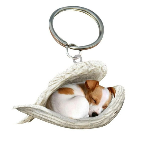 Cute Sleeping Angel Dog Pendant Keychain Suitable for Cars Backpacks Christmas Trees and Birthday Gifts