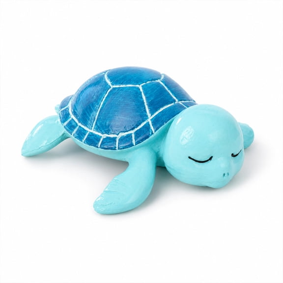 Cute Sleeping Blue Sea Turtle Resin Figurine Closed Eyes Mini Tortoise Statue Beach Tabletop Shelf Decor 1 Pack