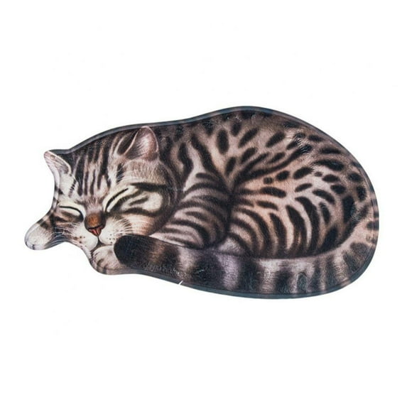 Cute Sleeping Cat Shaped Bedroom Anti-Slip Area Rug Floor Mats,Striped catt Art Carpet for Home (30x 15.75 in)
